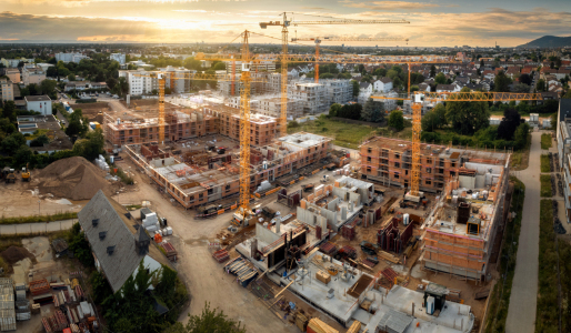 Picture no: 12848520 Luftaufnahme einer Baustelle bei Sonnenuntergang Created by: Smileus