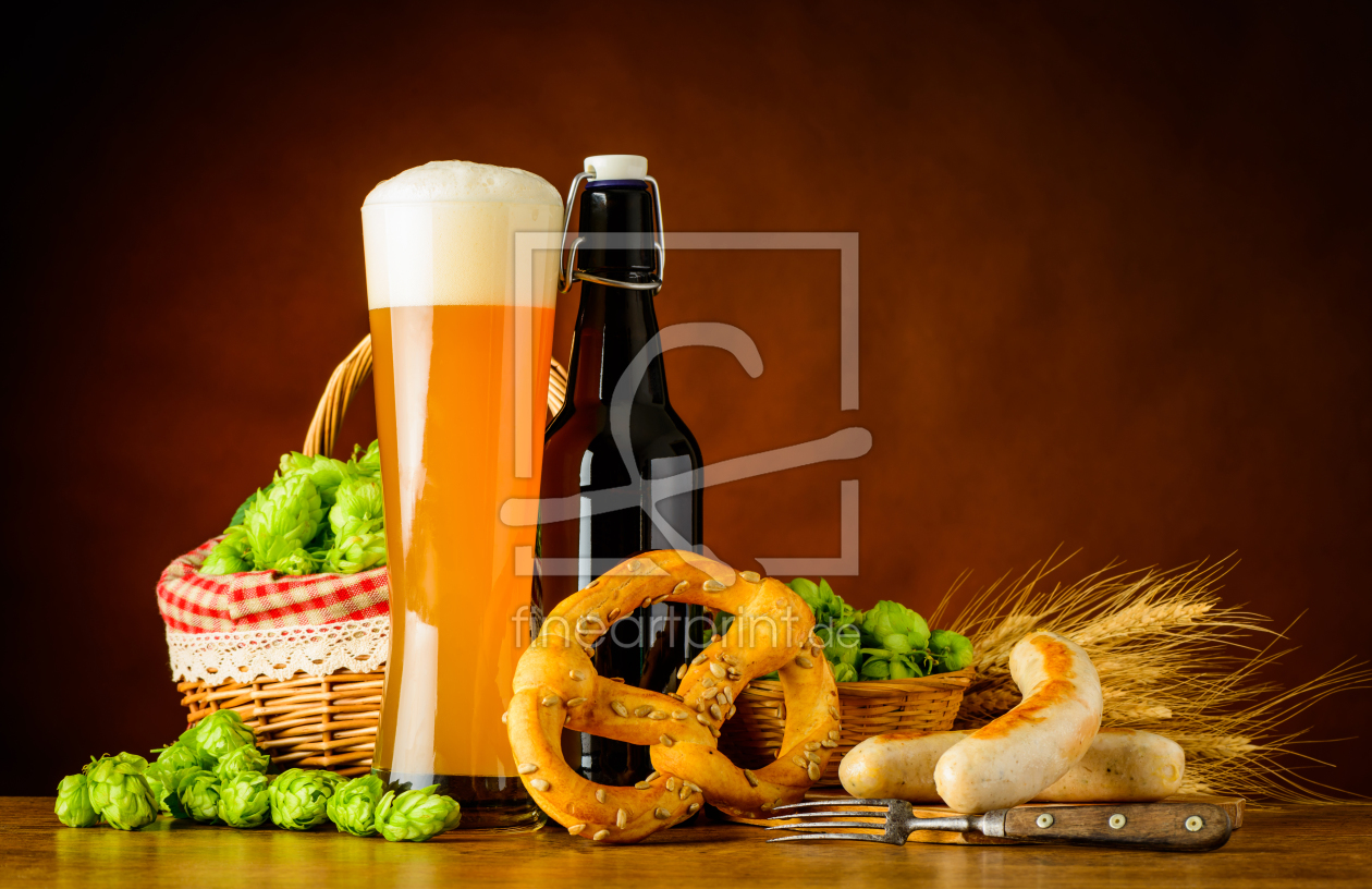 Bild-Nr.: 11909390 Weißbier mit Brezel und Wurst erstellt von xfotostudio