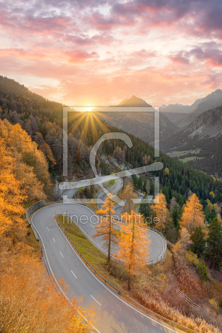 Bild-Nr.: 12649649 Malojapass in der Schweiz bei Sonnenuntergang erstellt von Michael Valjak
