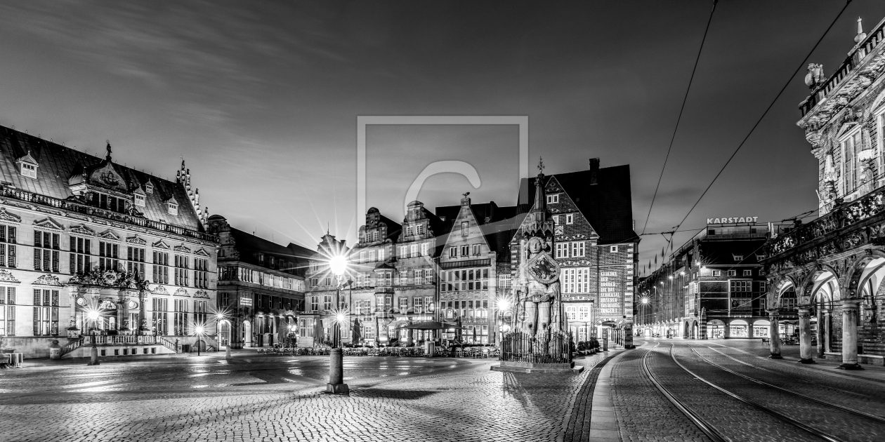 Bild-Nr.: 12700624 Panorama Marktplatz in Bremen - Schwarzweiss erstellt von dieterich