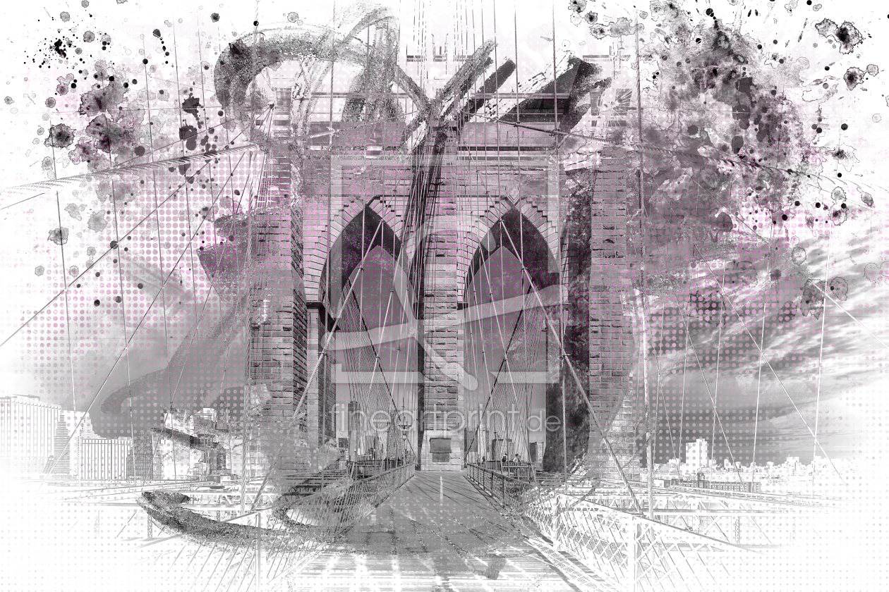 Bild-Nr.: 12701213 City Art Brooklyn Bridge im Detail - pink erstellt von Melanie Viola