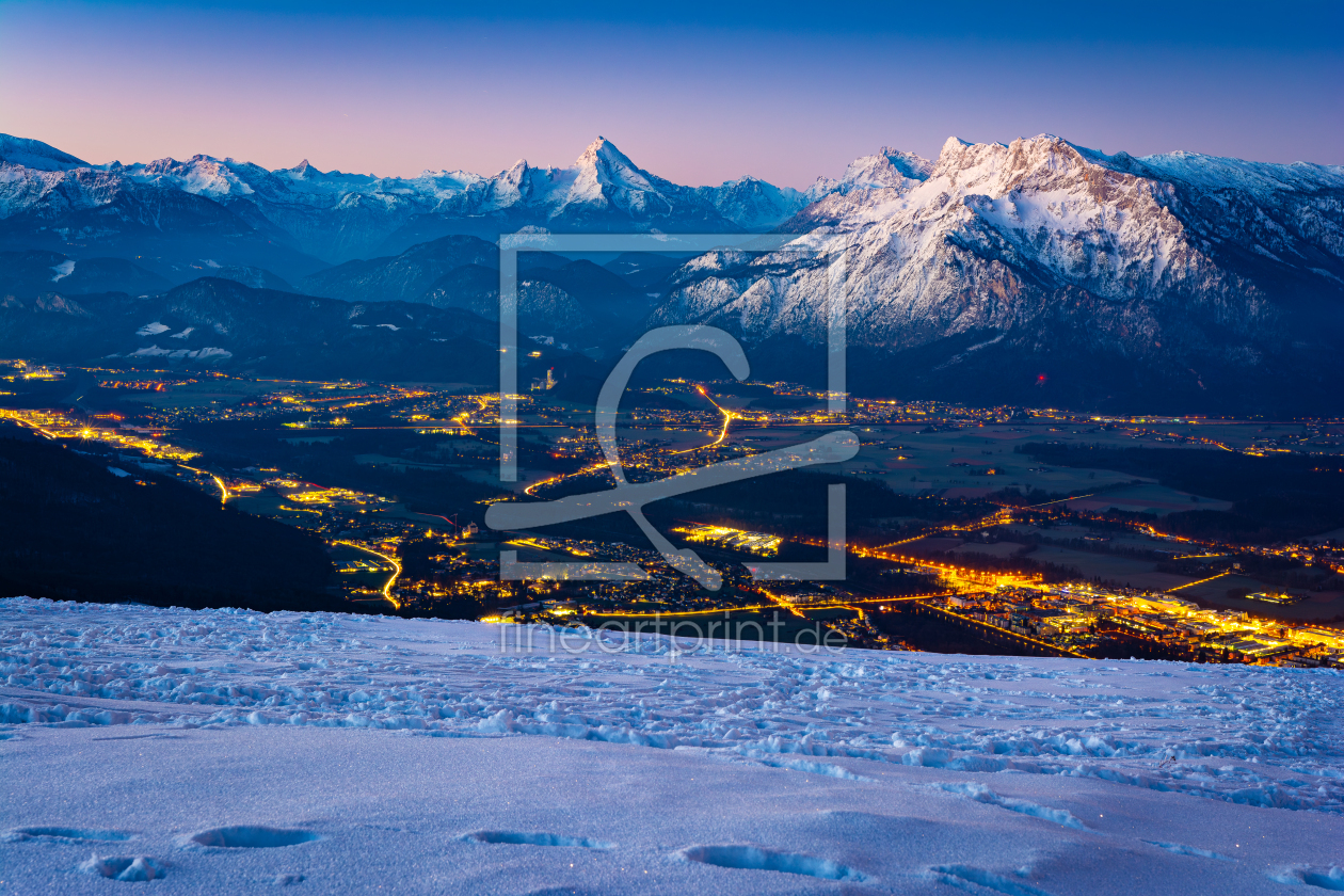 Bild-Nr.: 12747034 Blick über Salzburg zum Watzmann im Winter erstellt von Martin Martin Wasilewski