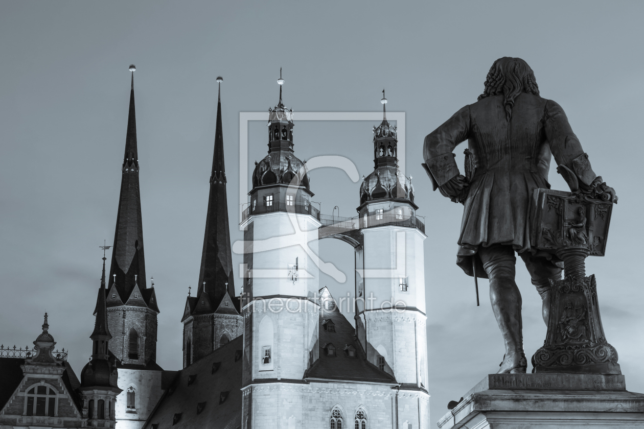 Bild-Nr.: 12827275 Halle an der Saale bei Nacht - monochrom erstellt von dieterich