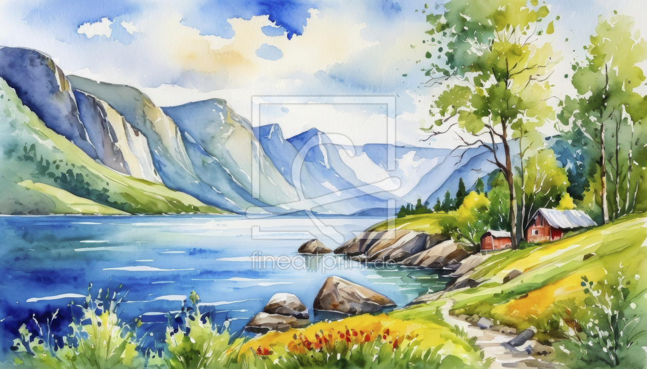 Bild-Nr.: 12835986 Sommer am Fjord KI erstellt von XYRIUS