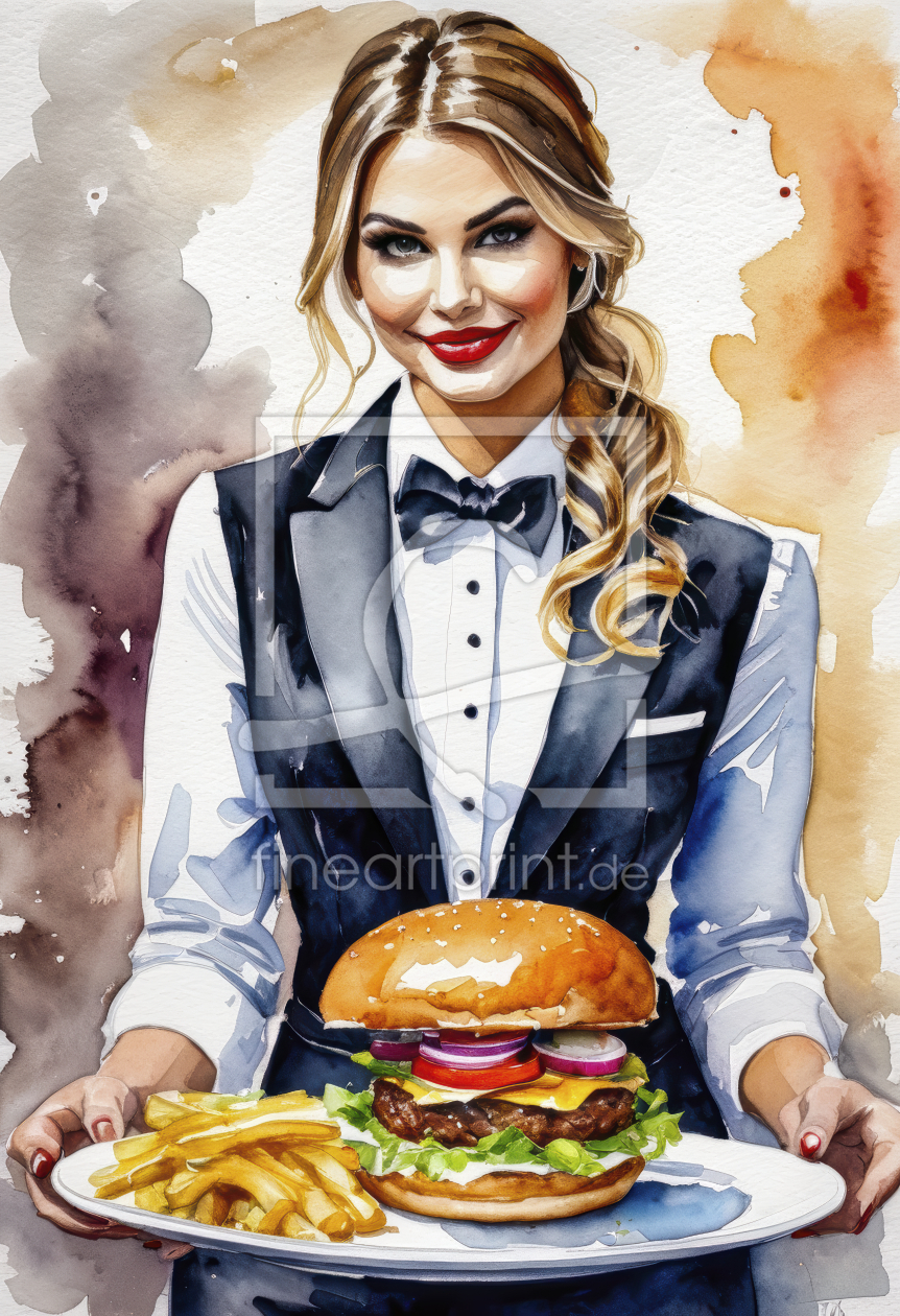 Bild-Nr.: 12838677 Cheeseburger mit Pommes frites KI erstellt von XYRIUS