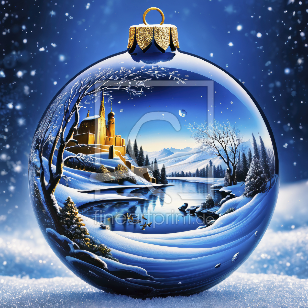 Bild-Nr.: 12845513 Makro Weihnachtskugel KI erstellt von XYRIUS