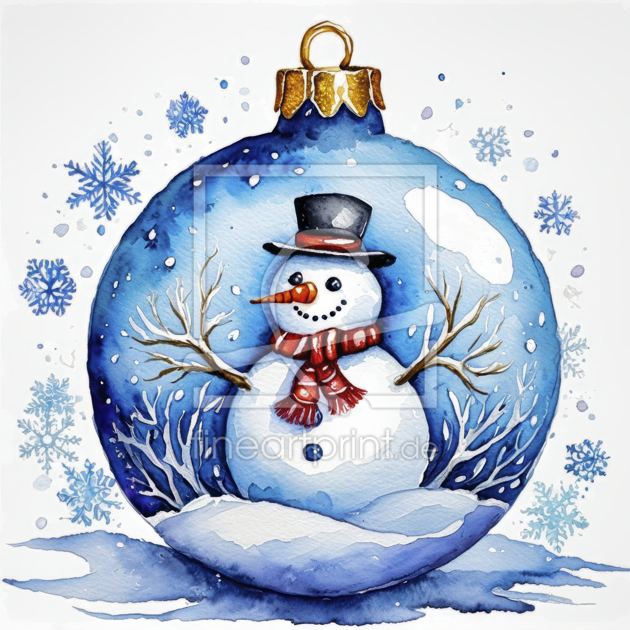 Bild-Nr.: 12845885 Weihnachtskugel mit Schneemann KI erstellt von XYRIUS