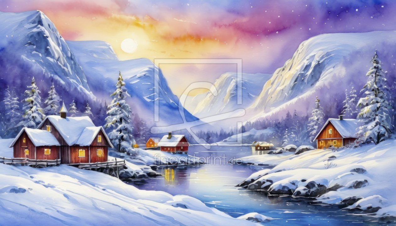 Bild-Nr.: 12847288 Winter am Fjord KI erstellt von XYRIUS