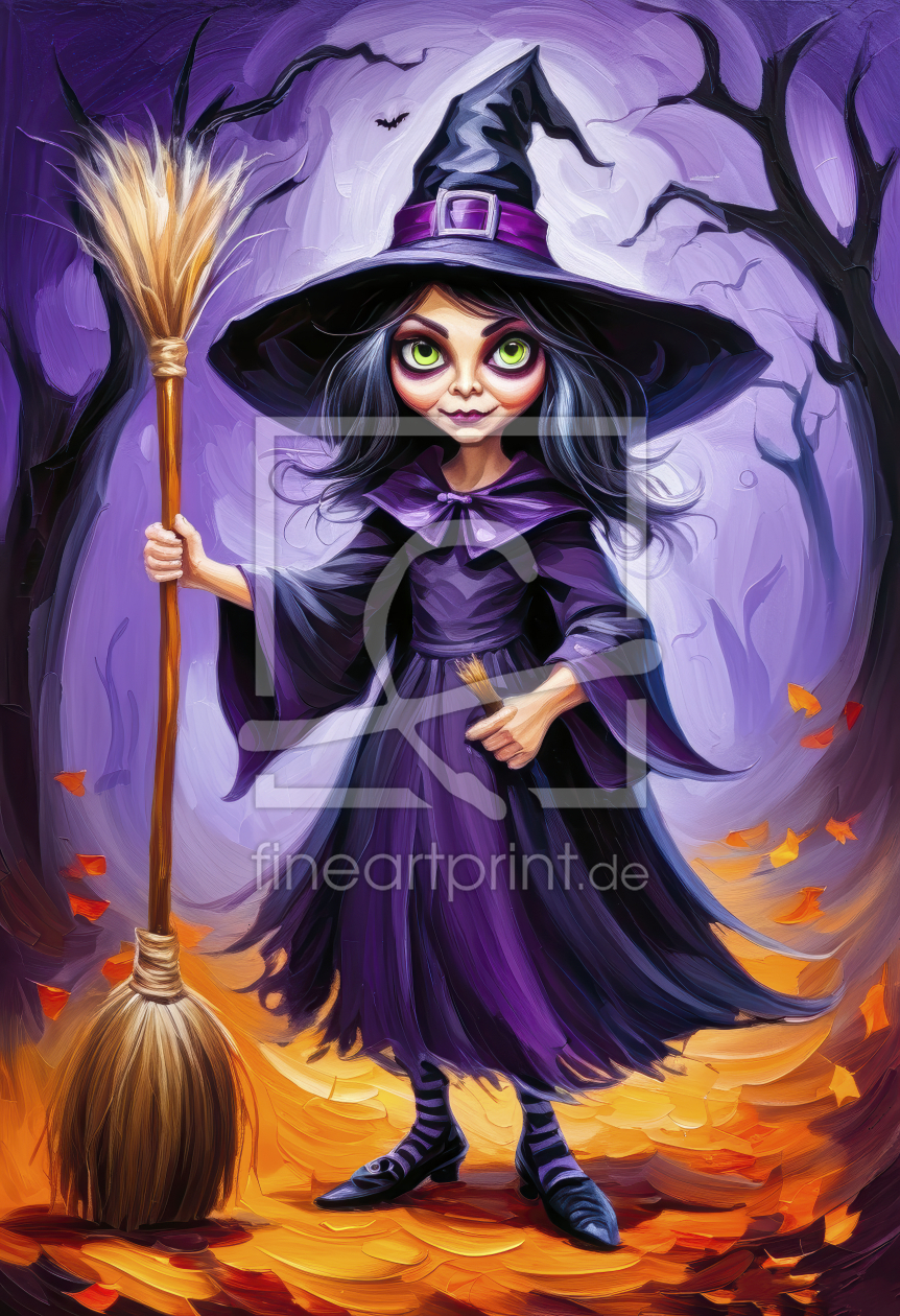 Bild-Nr.: 12848861 Halloweenchen mit Besen KI erstellt von XYRIUS