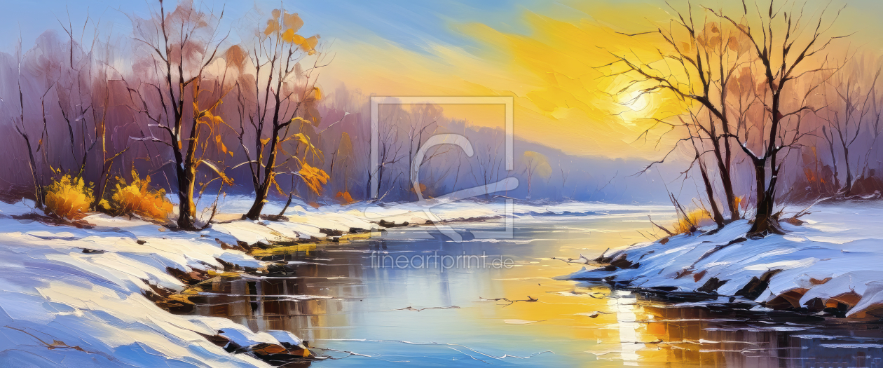 Bild-Nr.: 12859879 Sonnenuntergang am Fluss KI erstellt von XYRIUS