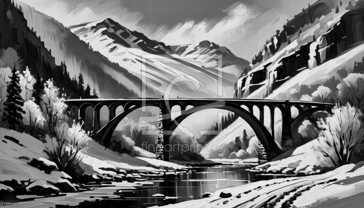 Bild-Nr.: 12872157 Viadukt im Winter KI erstellt von XYRIUS