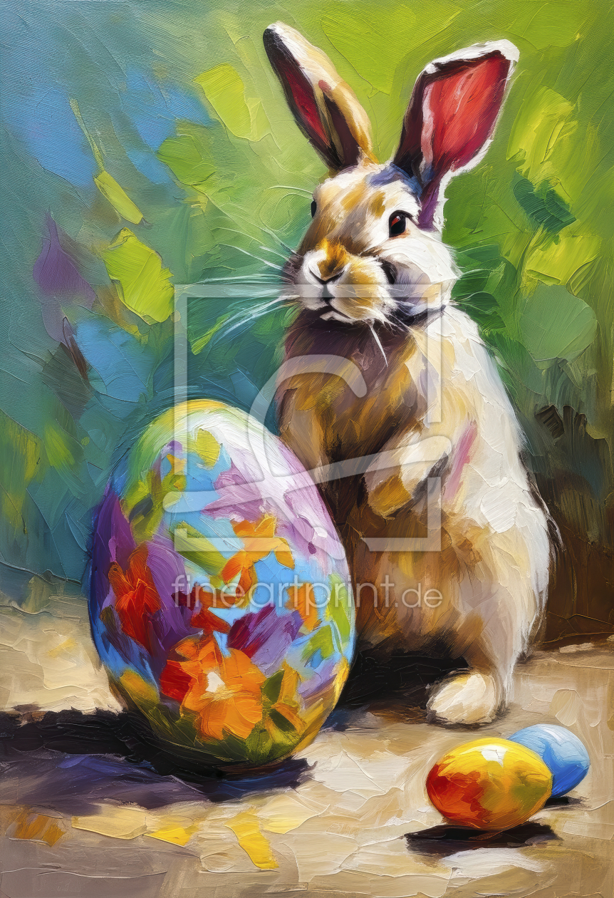 Bild-Nr.: 12882344 Osterhase und das große Ei KI erstellt von XYRIUS