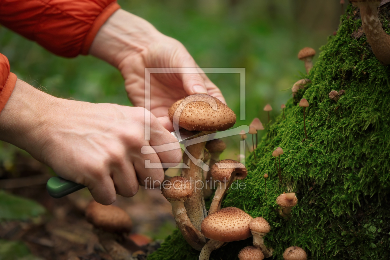 Bild-Nr.: 12903727 Mann sammelt Pilze im Wald erstellt von Smileus