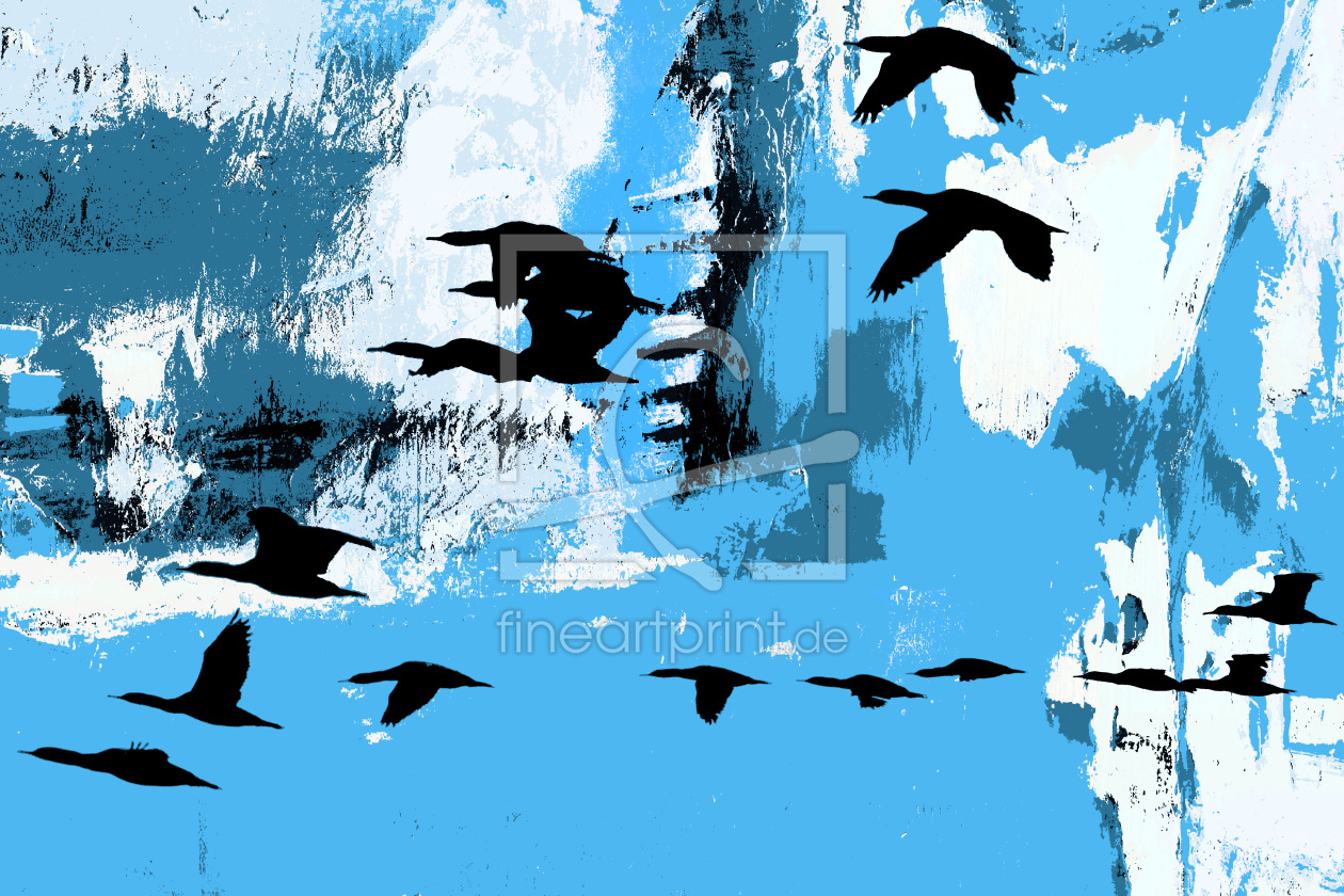 Bild-Nr.: 12916892 Kormorane über dem Meer mixed media erstellt von Schwob