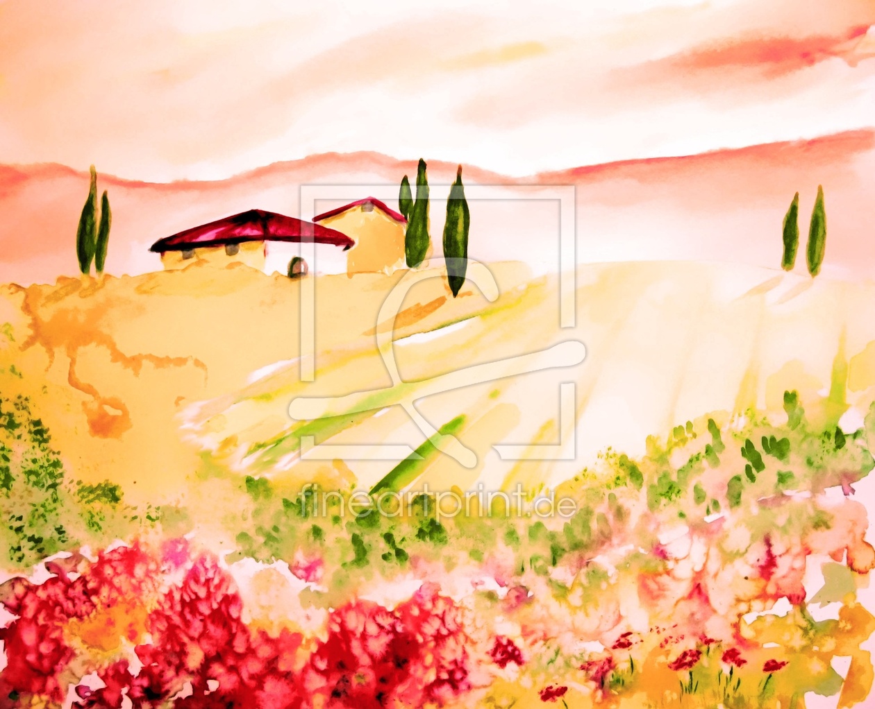 Bild-Nr.: 12920735 Toskana- mediterranes Aquarell erstellt von M.A. Ziehr