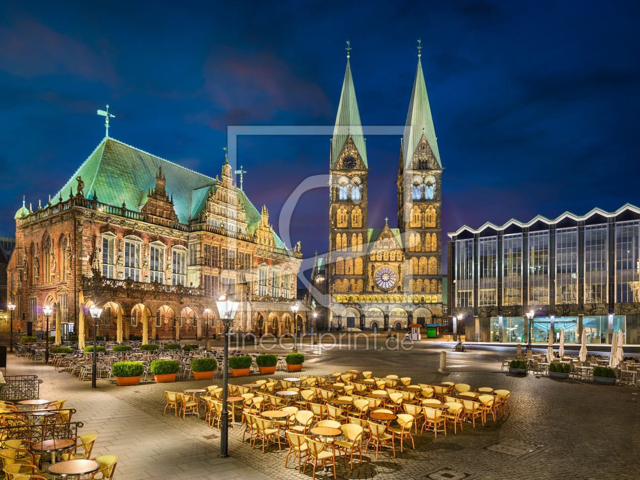 Bild-Nr.: 12928706 Marktplatz von Bremen bei Nacht erstellt von Mapics