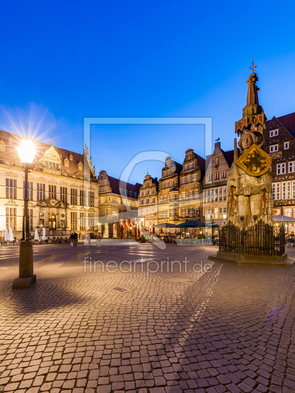 Bild-Nr.: 12936972 Marktplatz mit dem Roland in Bremen bei Nacht erstellt von dieterich