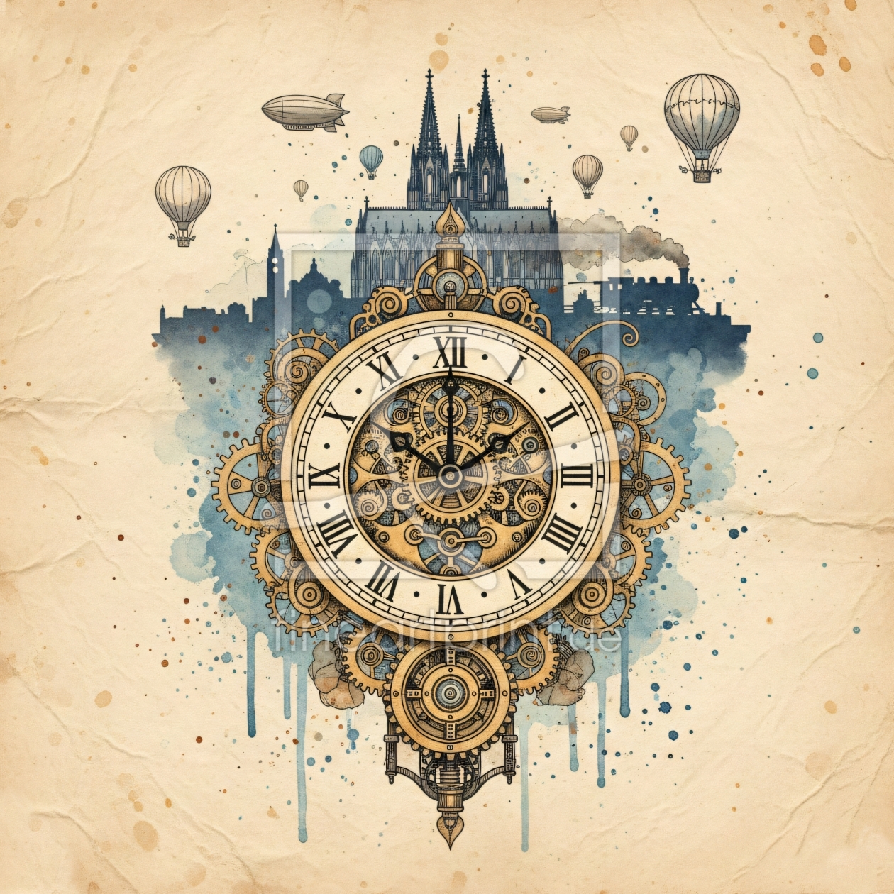 Bild-Nr.: 12937200 Steampunk-Zeitreise über Köln KI erstellt von gabii40