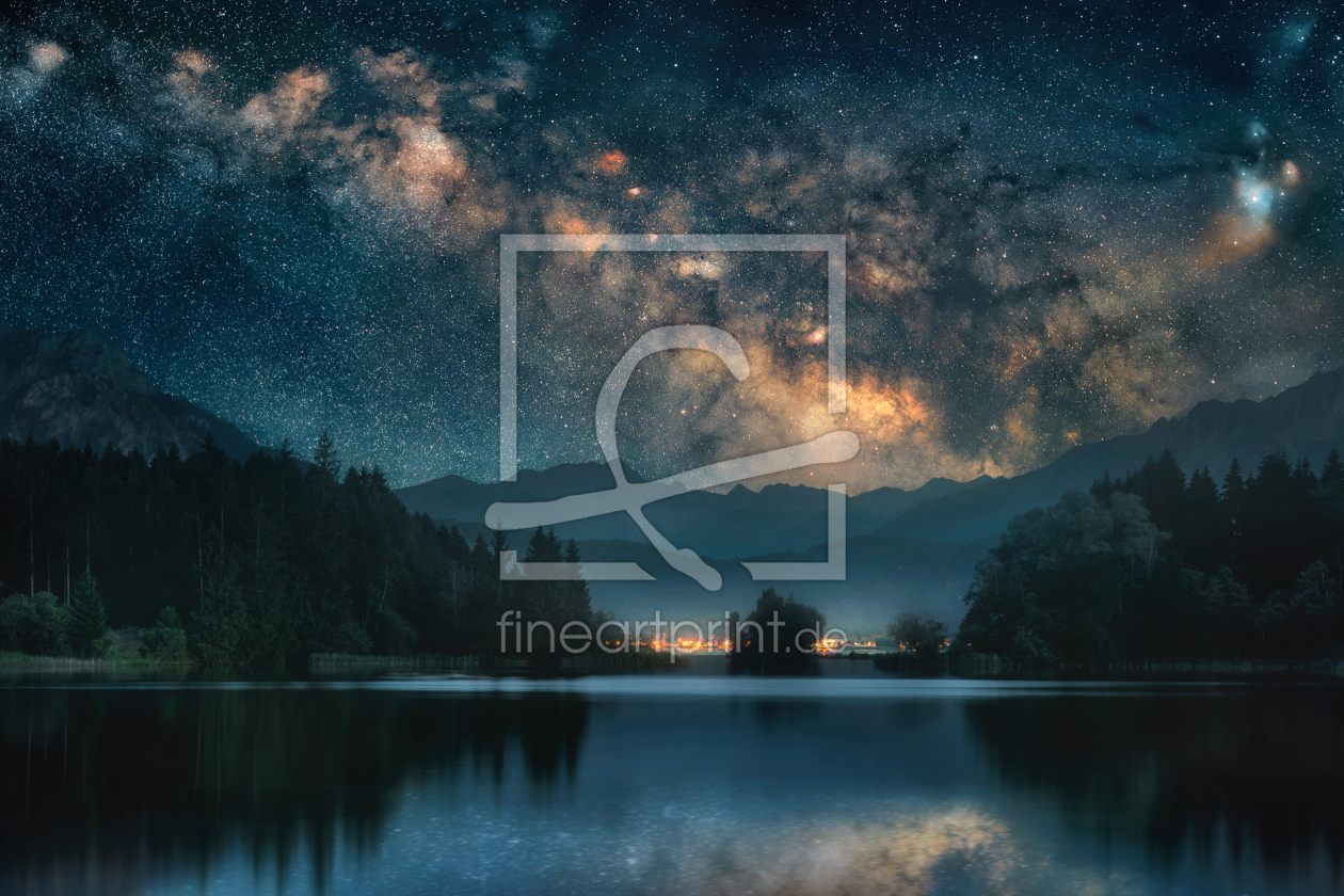 Bild-Nr.: 12939245 Seenlandschaft in Füssen bei Nacht mit Milchstraße erstellt von Smileus