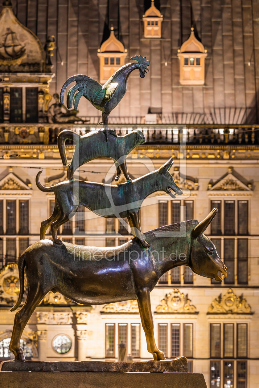 Bild-Nr.: 12939735 Bremer Stadtmusikanten in Bremen bei Nacht erstellt von dieterich