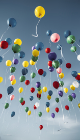 Viele bunte Luftballons KI/12941863