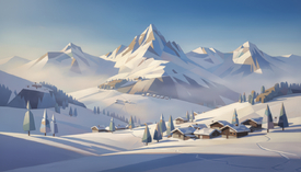 Kleines Dorf im Winter KI/12942469