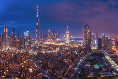 Bild-Nr: 12165128 Dubai Skyline Downtown Panorama zur blauen Stunde Erstellt von: Jean Claude Castor