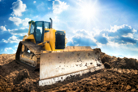 Bild-Nr: 12637667 Bagger mit blauem Himmel und Sonne im Hintergrund Erstellt von: Smileus