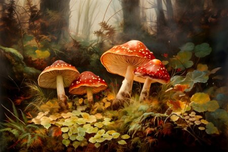 Bild-Nr: 12742475 Fliegenpilzgruppe KI Erstellt von: Heike  Hultsch