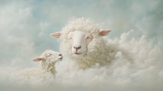 Bild-Nr: 12843539 Schaf und Lamm KI Erstellt von: Heike  Hultsch