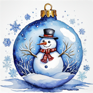 Bild-Nr: 12845885 Weihnachtskugel mit Schneemann KI Erstellt von: XYRIUS