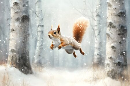 Bild-Nr: 12871428 Springendes Eichhörnchen KI Erstellt von: Heike  Hultsch