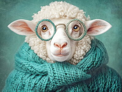 Bild-Nr: 12875614 Strickschaf KI Erstellt von: Heike  Hultsch