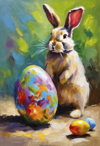 Bild-Nr: 12882344 Osterhase und das große Ei KI Erstellt von: XYRIUS