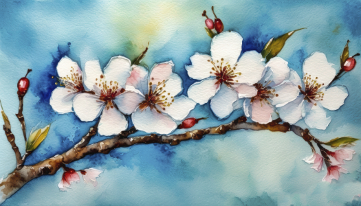 Bild-Nr: 12884730 Blütenzweig der Kirsche KI Erstellt von: XYRIUS