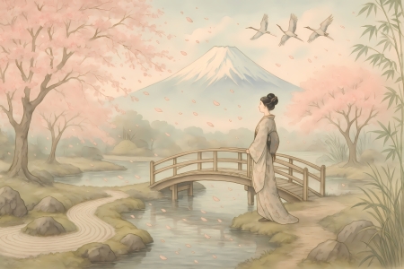 Bild-Nr: 12934160 Stille des Frühlings unter dem Berg KI Erstellt von: gabii40