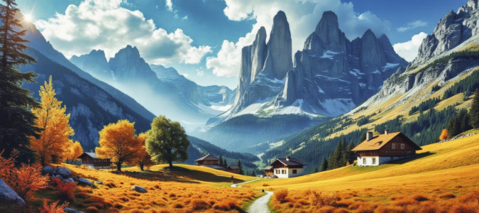 Bild-Nr: 12934650 Gebirgslandschaft im Sommer KI Erstellt von: XYRIUS