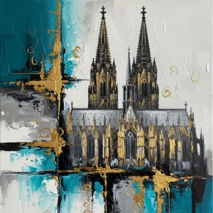Bild-Nr: 12940333 Kölner Dom-Fragment im Zeitfluss KI Erstellt von: gabii40