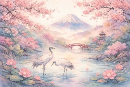 Bild-Nr: 12940468 Frühlingserwachen am Fuße des Fuji KI Erstellt von: gabii40