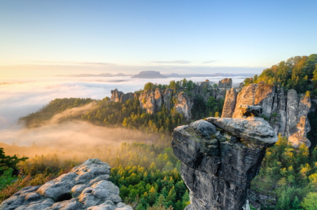 Bild-Nr: 12405762 Morgens am Wehlgrund in der Sächsischen Schweiz Erstellt von: Michael Valjak
