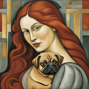 Bild-Nr: 12804855 Frau mit Mops KI Erstellt von: XYRIUS