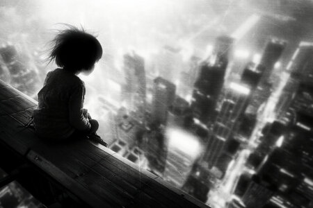 Bild-Nr: 12821471 Hochhausmädchen Bearbeitung mit KI und Textur Erstellt von: Heike  Hultsch