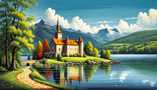 Bild-Nr: 12826061 Kapelle am See KI Erstellt von: XYRIUS