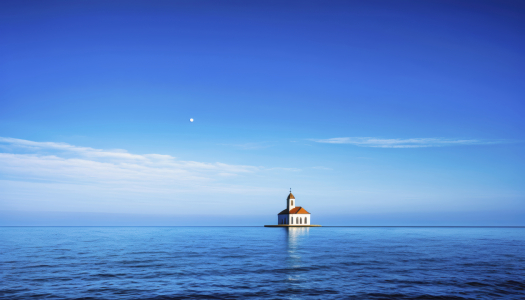 Bild-Nr: 12828839 Kapelle im See KI Erstellt von: XYRIUS