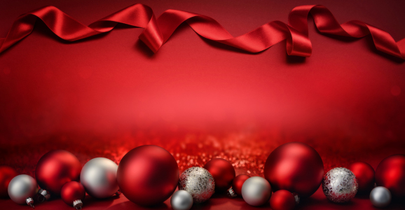 Bild-Nr: 12846264 Kugeln und Band umrahmen roten Hintergrund Erstellt von: Smileus