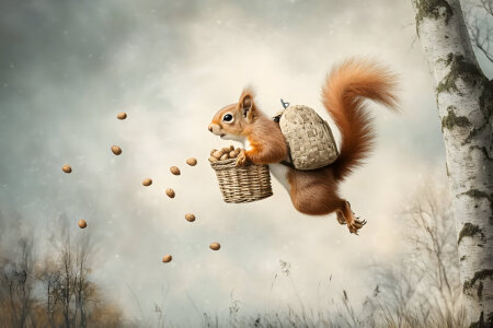 Bild-Nr: 12871275 Eichhörnchen sorgt vor KI Erstellt von: Heike  Hultsch