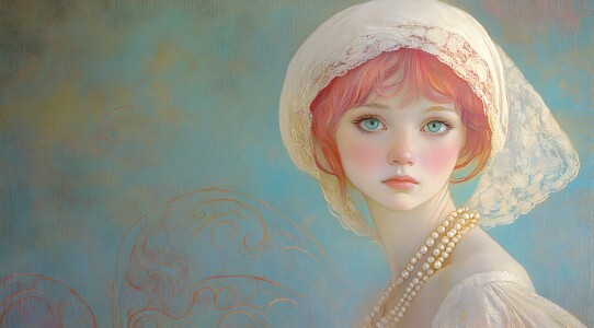 Bild-Nr: 12877020 Das Mädchen mit der Perlenkette KI Erstellt von: Heike  Hultsch